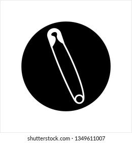 Safety Pin Icon, Pointed Pin With Spring Mechanism Vector Art Illustration