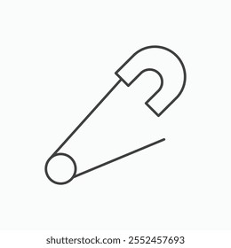 Safety pin icon set in blackthin line style.