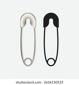 Safety Pin Icon Set in Flat Design