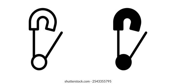 Safety pin icon symbol collection on white background.