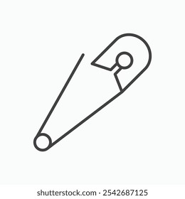 Safety pin icon in thin black lines