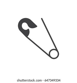 Safety pin icon vector, filled flat sign, solid pictogram isolated on white. Symbol, logo illustration. Pixel perfect