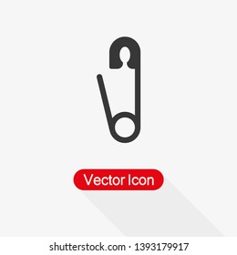 Safety Pin Icon Vector Illustration In Flat Style Eps10