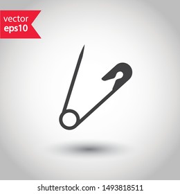 Safety pin icon. Safety pin vector sign. EPS 10 flat symbol