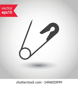 Safety pin icon. Safety pin vector sign. EPS 10 flat symbol