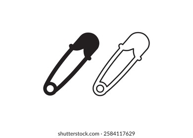 safety pin icon vector silhouette isolated in white background