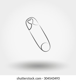 Safety pin. Icon for web and mobile application. Vector illustration on a white background.