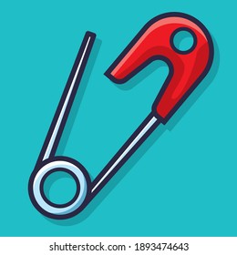 safety pin isolated cartoon vector illustration in flat style