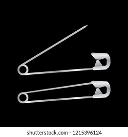 Safety pin isolated on black