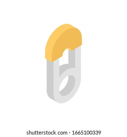 Safety Pin isometric icon. 3d vector colorful illustration. isolated on white background