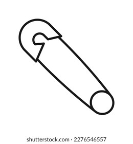 Safety pin line icon on white background. Line. Outline. Eps 10.