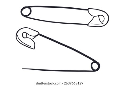 Safety pin line vector illustration. Simple linear safety pin. Sewing tool
