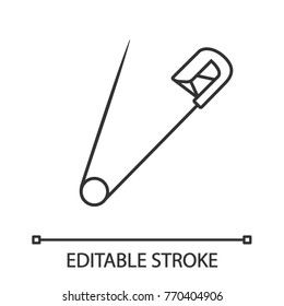 Safety pin linear icon. Thin line illustration. Contour symbol. Vector isolated outline drawing. Editable stroke