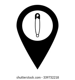 Safety pin - map pointer vector icon