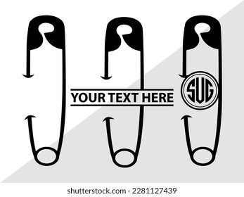 Safety Pin Monogram Vector Illustration Silhouette