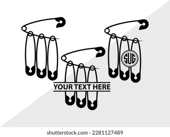Safety Pin Monogram Vector Illustration Silhouette