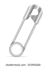Safety pin on a white background.