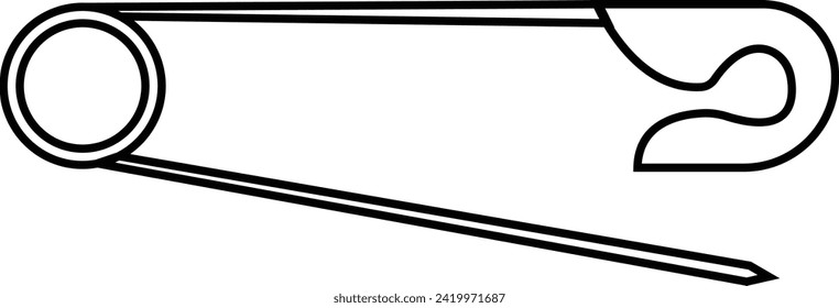 Safety pin. Opened and closed pin. pierced and clipping path sign. Vector icon. Open and close safety pins. Realistic Metal Safety Pin Vector silhouette editable stroke on transparent background.