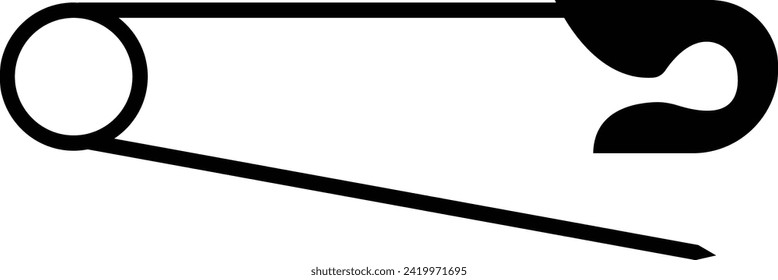 Safety pin. Opened and closed pin. pierced and clipping path sign. Vector icon. Open and close safety pins. Realistic Metal Safety Pin Vector silhouette editable stroke on transparent background.