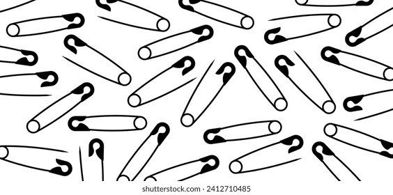 Safety pin. Opened and closed pins. pierced and clipping path sign. Vector safetypin icon. Open and close safety pins. Baby pin.