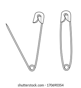 safety pin out line vector 