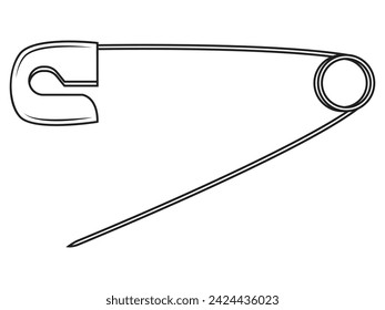 A safety pin in outline and vector format.