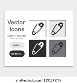 Safety pin placed on web page template flat vector icon.