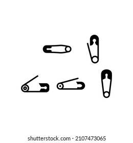 Safety Pin set icon isolated on white background