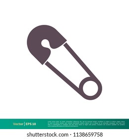Safety Pin, Sewing Icon Vector Logo Template Illustration Design. Vector EPS 10.