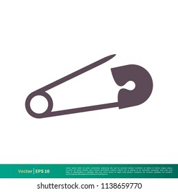 Safety Pin, Sewing Icon Vector Logo Template Illustration Design. Vector EPS 10.