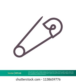 Safety Pin, Sewing Icon Vector Logo Template Illustration Design. Vector EPS 10.