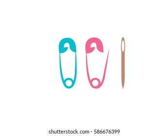 Safety pin and Sewing needle vector icon