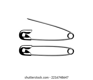 Safety Pin Silhouette for Art Illustration, Logo, Website, Apps, Pictogram or Graphic Design Element. Vector Illustration