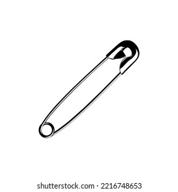Safety Pin Silhouette for Art Illustration, Logo, Website, Apps, Pictogram or Graphic Design Element. Vector Illustration