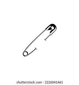 Safety Pin Silhouette for Art Illustration, Logo, Website, Apps, Pictogram or Graphic Design Element. Vector Illustration