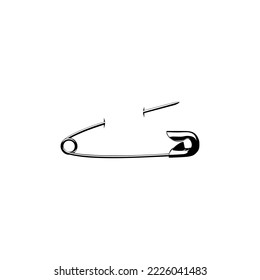 Safety Pin Silhouette for Art Illustration, Logo, Website, Apps, Pictogram or Graphic Design Element. Vector Illustration