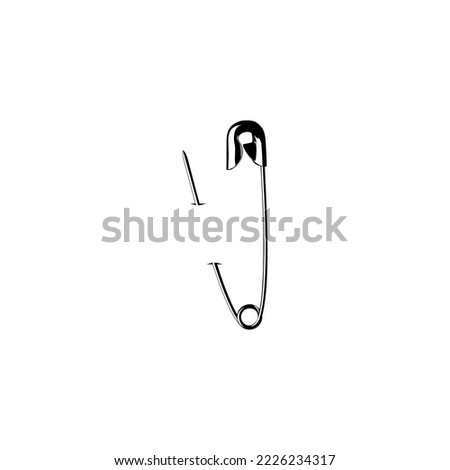 Safety Pin Silhouette for Art Illustration, Logo, Website, Apps, Pictogram or Graphic Design Element. Vector Illustration