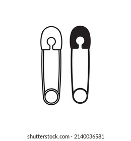 Safety pin simple black vector icons.