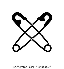 Safety pin symbol X vector icon black and white