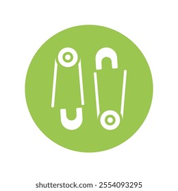 Safety Pin  vector Glyph Cricle Icon.Eps file 10