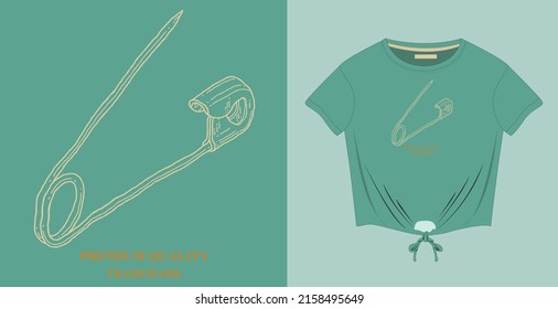 safety pin vector graphic, women's t shirt with graphic, hand drawn vector graphic