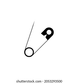 Icono vectorial del pin de seguridad. Icono de pines de seguridad negros con estilo vintage sobre fondo blanco. Esbozar ilustración vectorial simple.