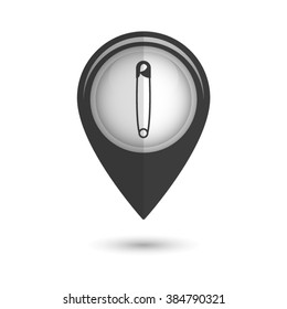 safety pin - vector icon;  black map pointer