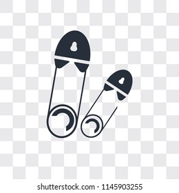 Safety pin vector icon isolated on transparent background, Safety pin logo concept