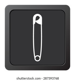 safety pin - vector icon on a grey button