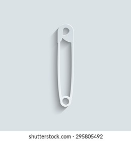 safety pin vector icon with shadow 