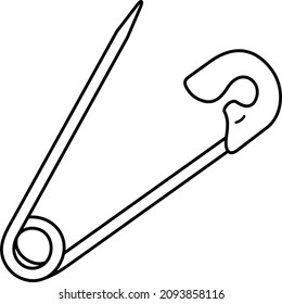 Safety pin. Vector outline icon.