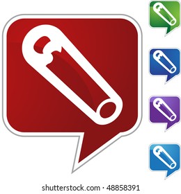 Safety Pin web button isolated on a background.