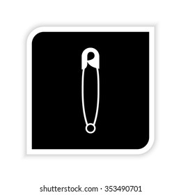 Safety pin -  white vector icon