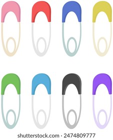 Safety pins flat icon isolated on white background.
